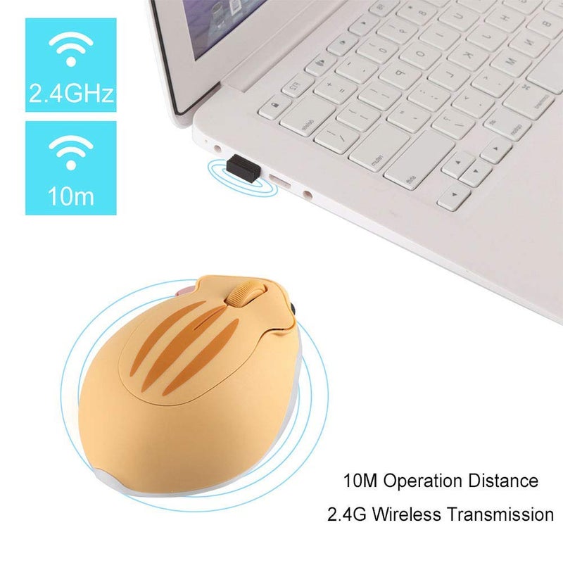 CHUYI Hamster Wireless Mouse, Cute Animal Optical Aesthetics Silent Mouse Portable Cordless Mute Mice for Travel School Office for Computer Laptop PC (Yellow) - Image 5